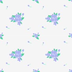 Vector graphics with purple floral patterns on a white background in a cute style for home wall wallpaper, backdrop work, fabric designs, or tile work. There is an endless flow.