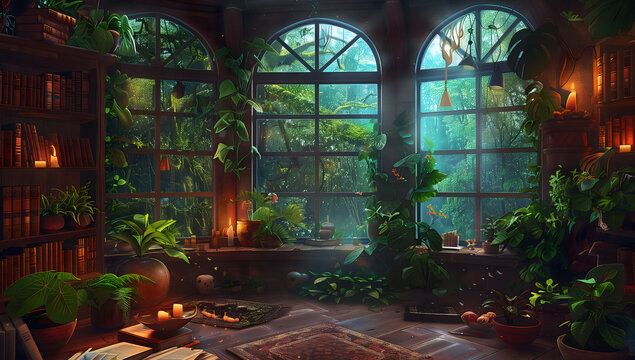 lofi cozy room background illustration