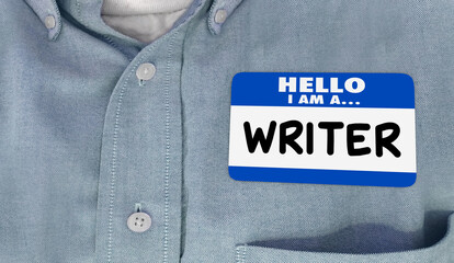 Hello I Am a Writer Name Tag Sticker Professional Author 3d Illustration