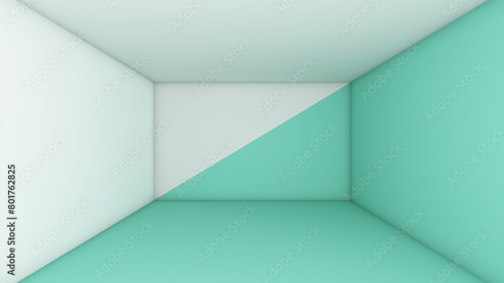 Poster a square room with open space made in two colors. for graphic work.,3d rendering