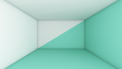 A square room with open space made in two colors. for graphic work.,3d rendering