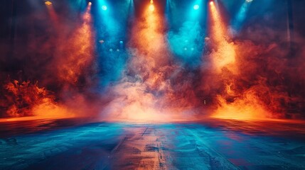 The stage was illuminated by soft, warm spotlights, accentuating the ethereal mist that enveloped the area, creating a captivating atmosphere for the night concert.
