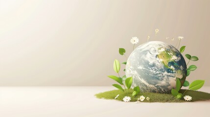 globe light green pastel color, earth day concept, pastel light colors