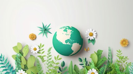 globe light green pastel color, earth day concept, pastel light colors