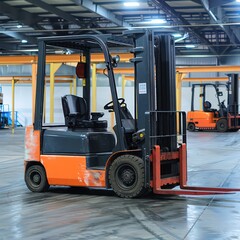 logistics forklift in warehouse industry, transports heavy loads