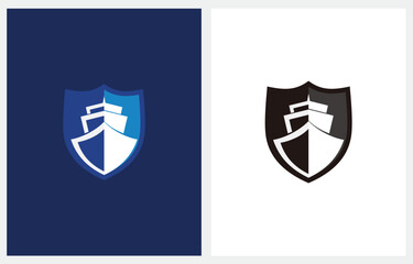 Ship Boat Maritime Shield Transportation logo design icon vector