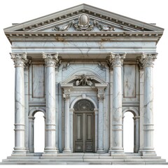 Obraz premium old bank marble building, greek style architecture, isolated white background