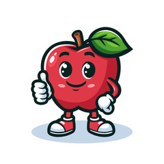 Apple fruit cartoon mascot design vector on white background