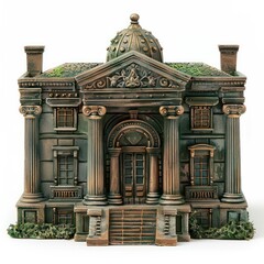 Obraz premium old bank marble building, greek style architecture, isolated white background