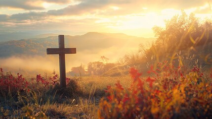 The sunrise over the Cross of Christ brings a sense of peaceful spirituality on this beautiful autumn morning.