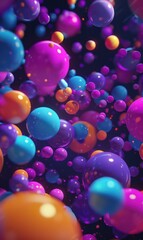 3d color balls laying in dark space