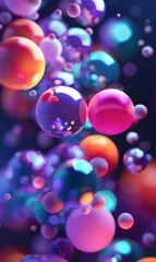 3d color balls laying in dark space