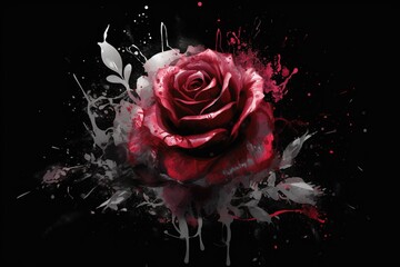 a red rose with a black background and a white and red rose.