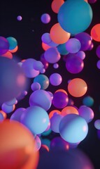 3d color balls laying in dark space