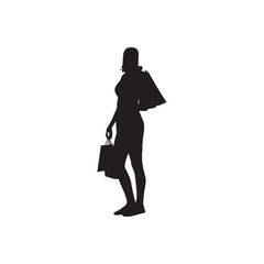 silhouette of a woman shopping