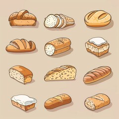 breads quality Illustration icon set 