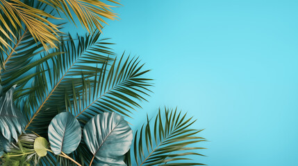 Fototapeta premium summer vibe with blue copy space background