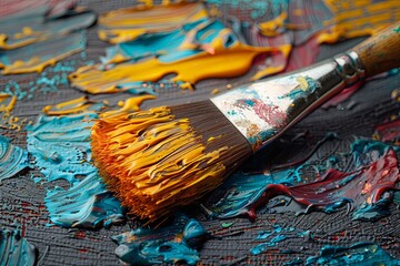 Obraz premium Paint, art, brush, palette, paintbrush, painting, artist, Vibrant Oil Painting