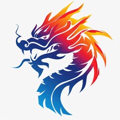 dragon logo design, bright colors, white background