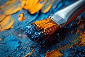 Fototapeta premium Paint, art, brush, palette, paintbrush, painting, artist, Vibrant Oil Painting
