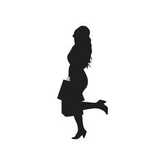 silhouette of a woman shopping
