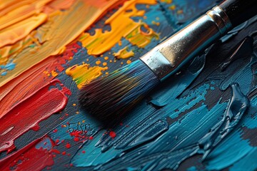 Obraz premium Paint, art, brush, palette, paintbrush, painting, artist, Vibrant Oil Painting