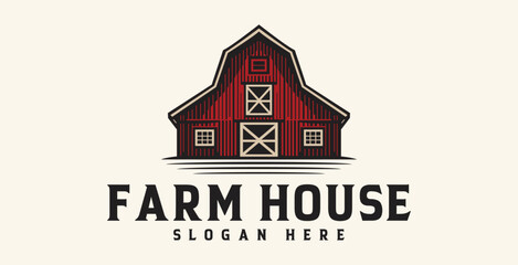 agricultural warehouse logo in red on white background © Steven Mink
