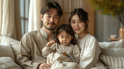 Obraz premium Minimalist Family Moment in Soft, Natural Light