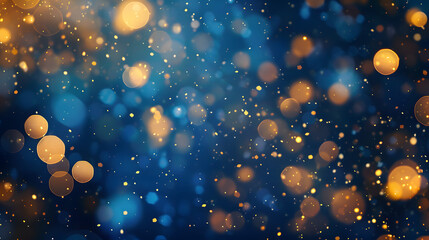 Obraz premium Abstract blur of festivity an image of a joyful and bokeh filled night light background Abstract bokeh background. Gold bokeh on defocused dark blue background