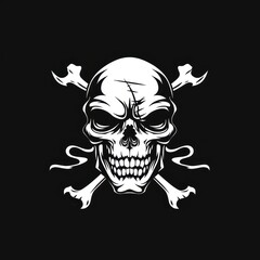 pirate skull logo symbol on black background 