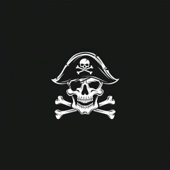 pirate skull logo symbol on black background 