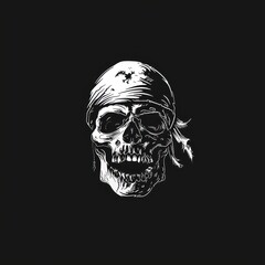 pirate skull logo symbol on black background 