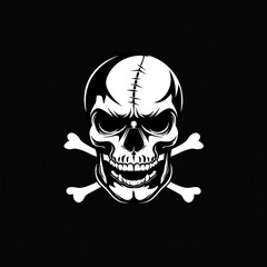 pirate skull logo symbol on black background 