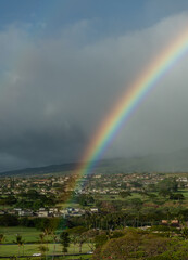 Aerial view of a beautiful rainbow on Maui, Hawaii