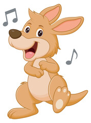 Cute Kangaroo Dancing Cartoon Vector Illustration. Animal Nature Icon Concept Isolated Premium Vector	