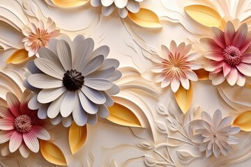 a flower design with yellow and pink flowers.