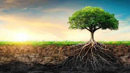 tree roots deep and wide strong and sustainable growth nature