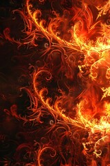 Fototapeta premium Fiery Fractal Ablaze with Swirling Embers and Flames Ideal for Dynamic Website Backgrounds or Social Media Visuals