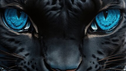 Close up of black panther blue eye