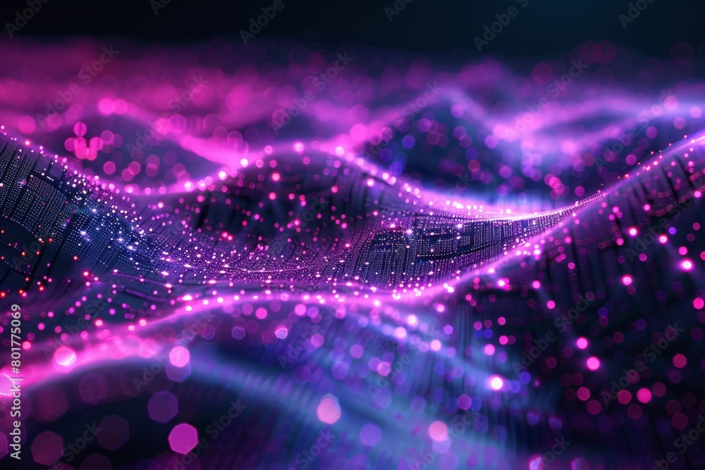 Poster a dense network of three-dimensional points and lines, showcasing a data technology theme with a vib