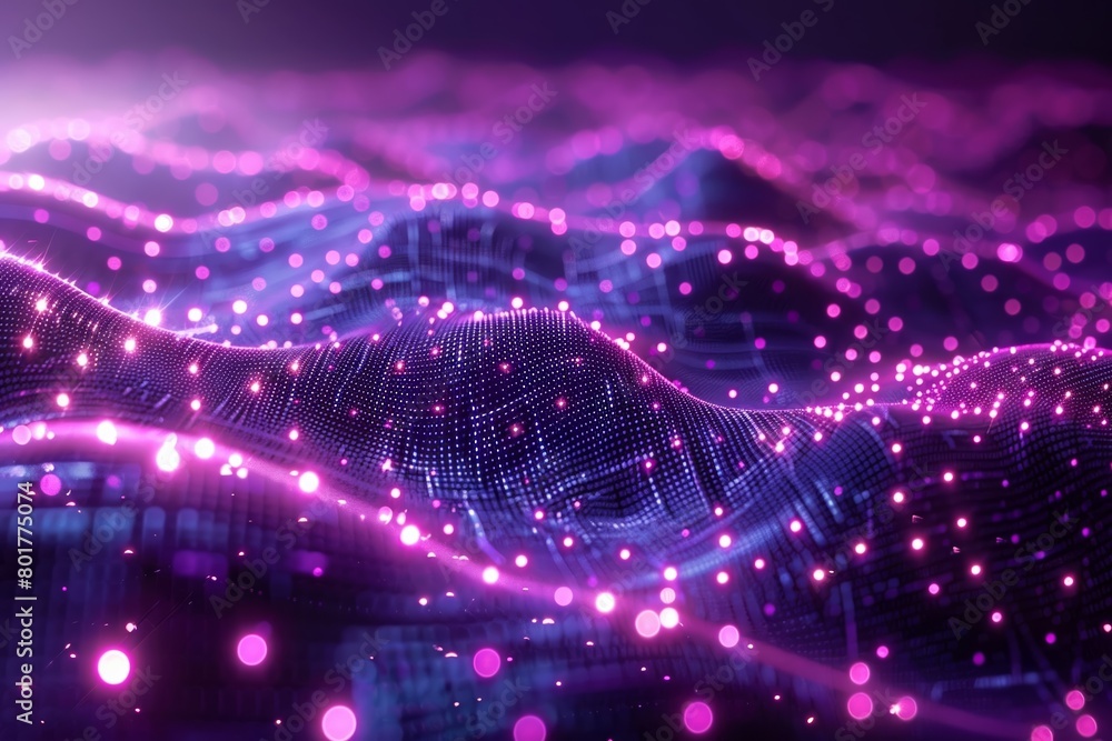 Poster a dense network of three-dimensional points and lines, showcasing a data technology theme with a vib