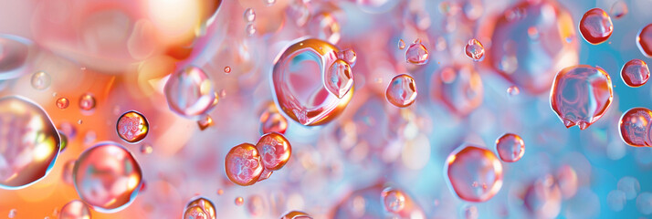 Colourful water bubbles on water as background