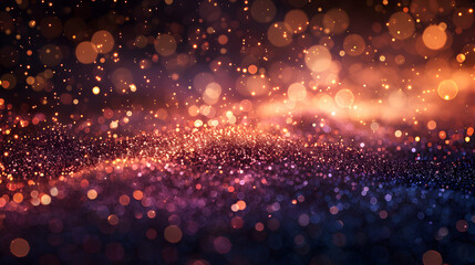 banner gold and purple abstract glitter confetti bokeh background