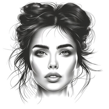 A woman with long hair and a serious expression