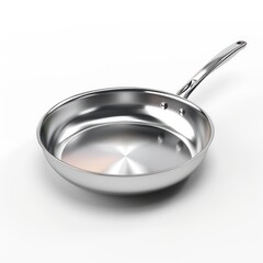 stainless steel cooking pan at white background