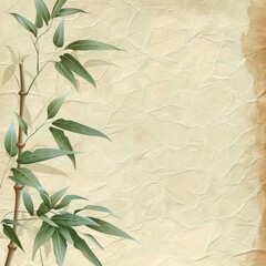 bamboo leafs and sticks pastel background