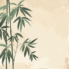 bamboo leafs and sticks pastel background