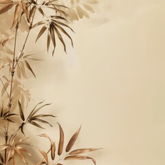 bamboo leafs and sticks pastel background