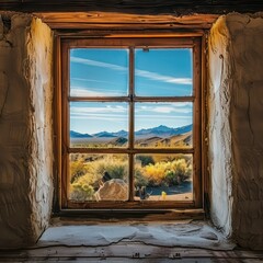 square window with a beautiful view outside