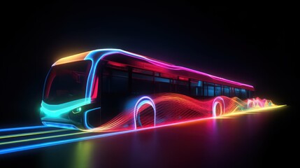 futuristic coach colorful and speedy light beams